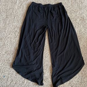 Betabrand Sz L Petite Black All Day Lounge Pants Wide Leg